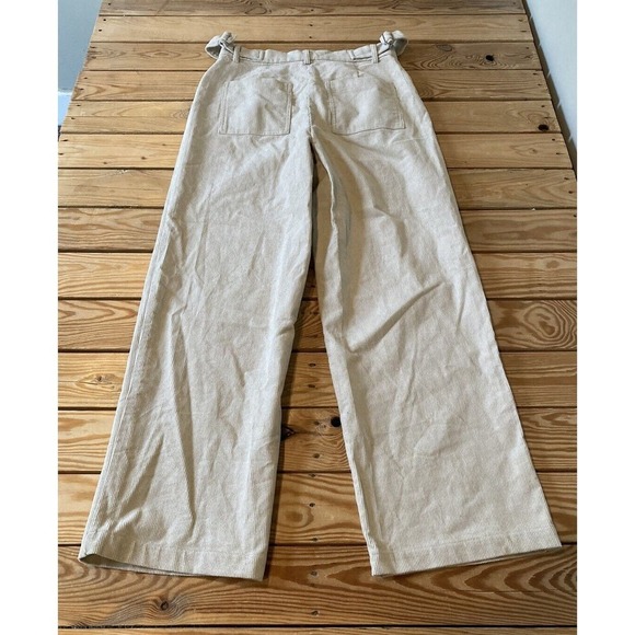 NWT $58.50 Bohme High Waist Corduroy Pants Size Large Women’s Beige - Picture 2 of 10